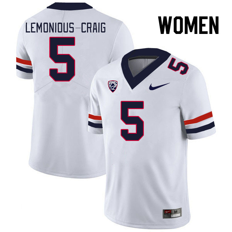 Women #5 Montana Lemonious-Craig Arizona Wildcats College Football Jerseys Stitched Sale-White